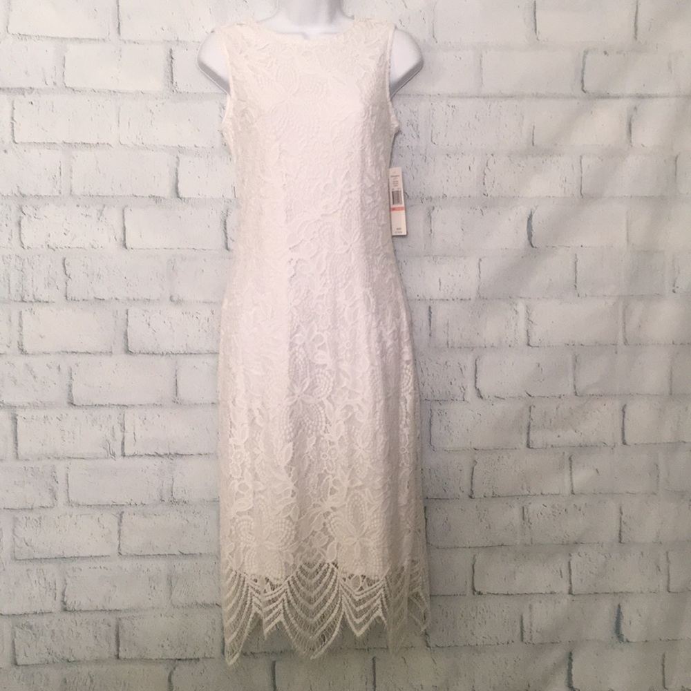 NWT Pure White Sharagano lace dress